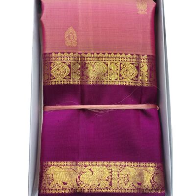 ILKAL SAREE - PINK & MAROON BORDER SAREE