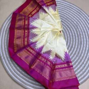 ILKAL PURE HANDLOOM SILK SAREE WTIH PINK BORDER-(Chandranga Chikki)