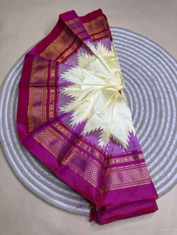 ILKAL PURE HANDLOOM SILK SAREE WTIH PINK BORDER-(Chandranga Chikki)