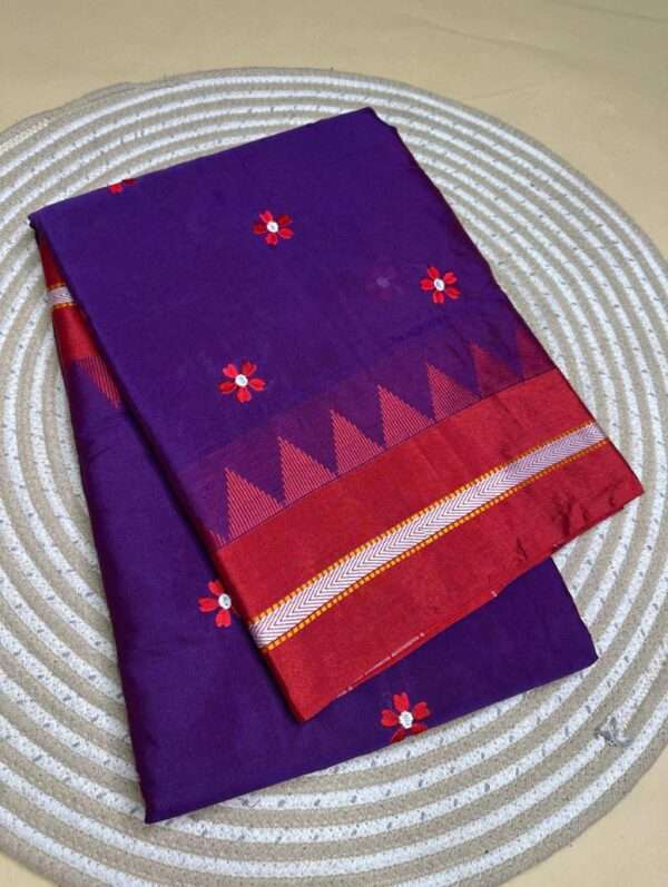 BLUE WITH READ FLOWERS ILKAL SAREE