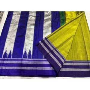 BLUE WITH SILVER BORDER LIGHT GREEN ILKAL SAREE
