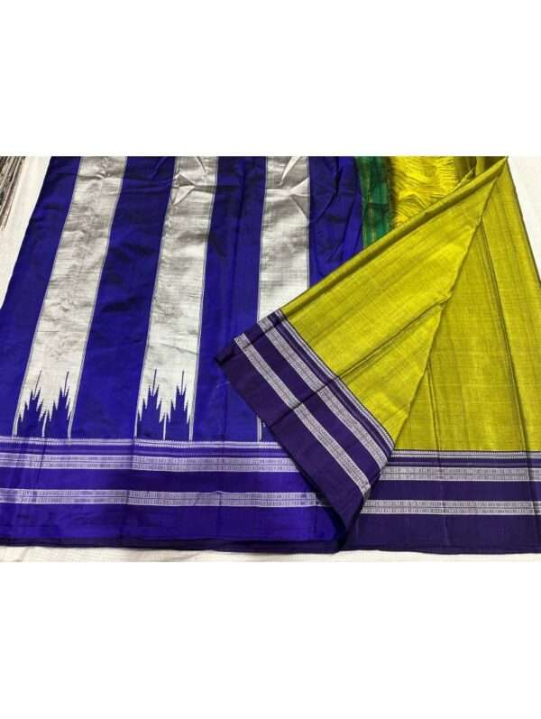 BLUE WITH SILVER BORDER LIGHT GREEN ILKAL SAREE