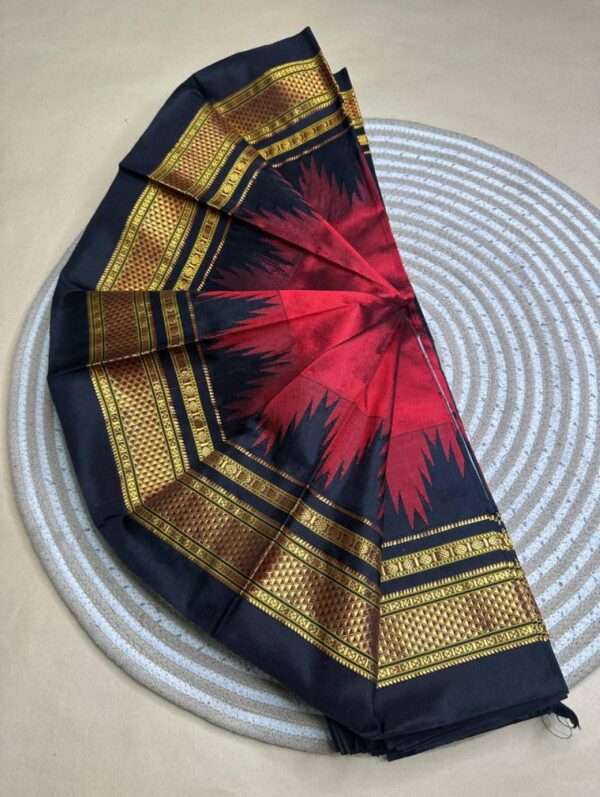 ILKAL BLACK AND RED SAREE-HANDLOOM PURE SILK