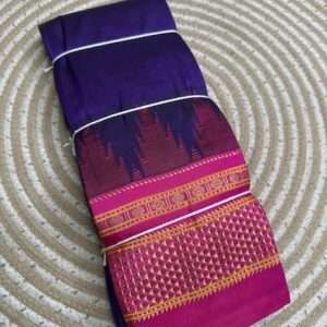 ILKAL PURPLE TEMPLE DESIGN WITH PINK BORDER