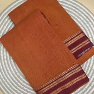 ILKAL BROWN AND MAROON BORDER SAREE-VISCOSE BY COTTON HANDLOOM SAREE\\