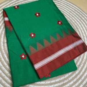 ILKAL SAREE - FLOWER PATTERN WITH  BROWN  BORDER