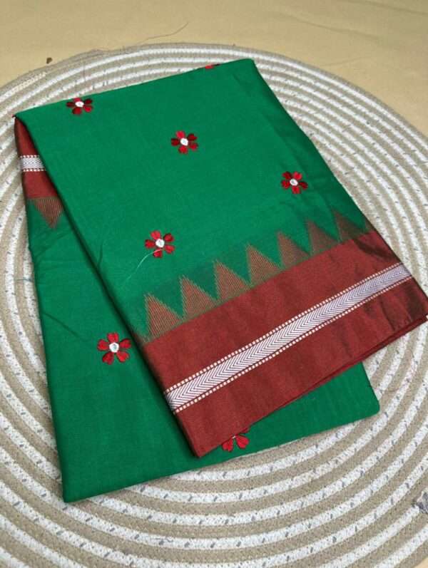 ILKAL SAREE - FLOWER PATTERN WITH  BROWN  BORDER