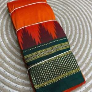 ILKAL SAREE TEMPLE DESIGN - GREEN BORDER