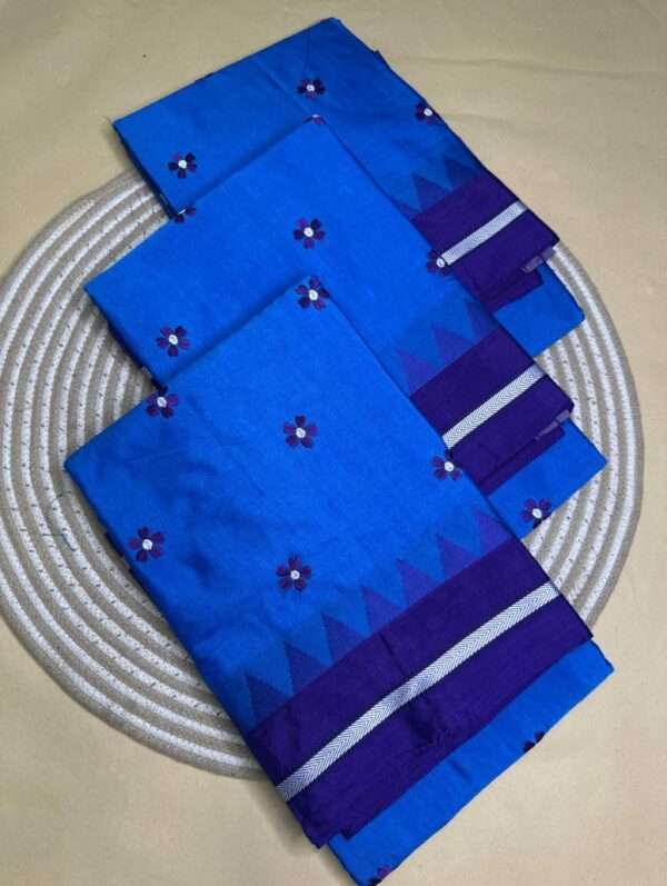 ILKAL SAREES - BLUE WITH SLIVER BODER