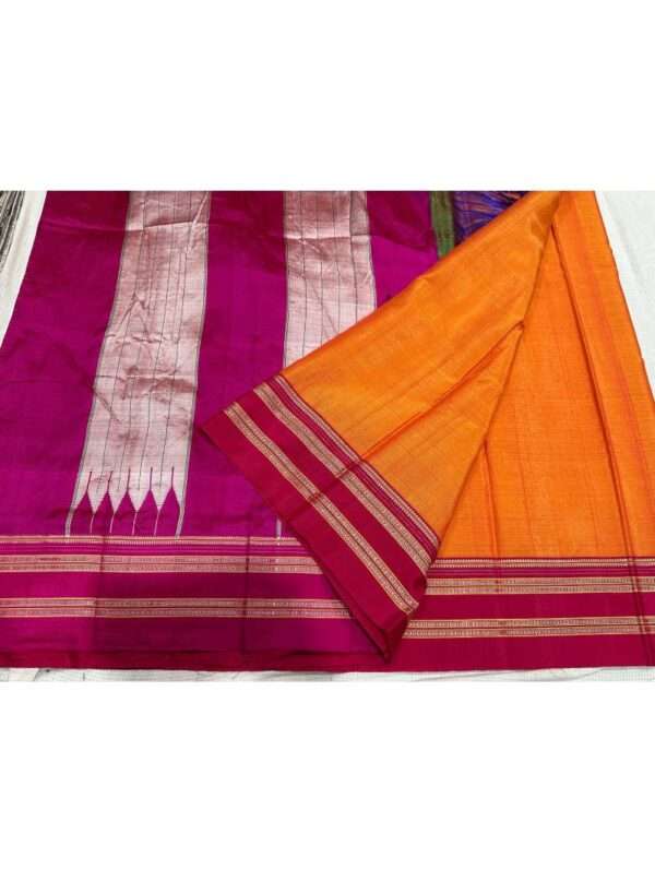 ORANGE WITH PINK BORDER ILKAL SAREE