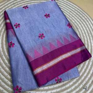 PURPLE SAREE- ILKAL WITH PINK & SILVER BODER