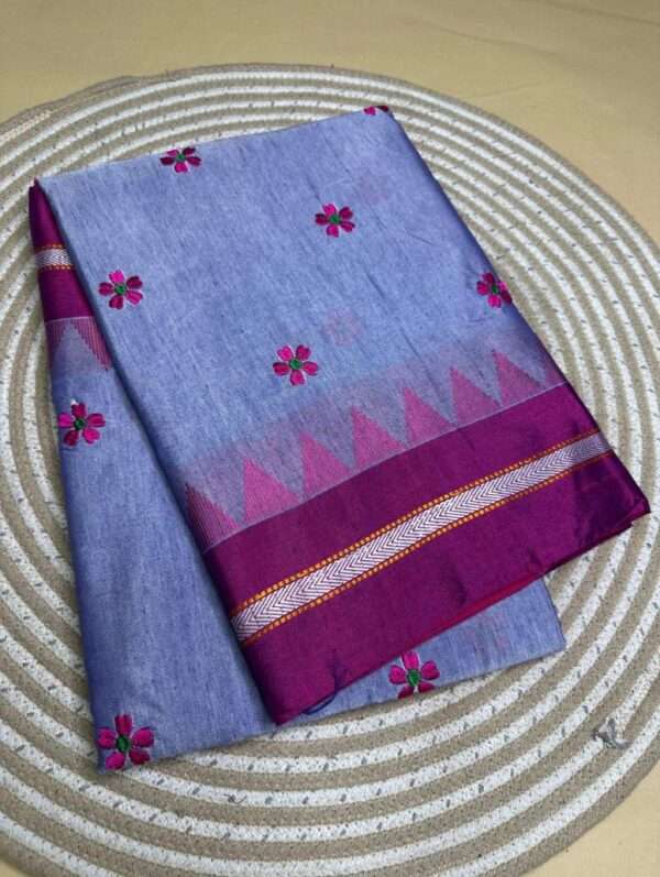PURPLE SAREE- ILKAL WITH PINK & SILVER BODER