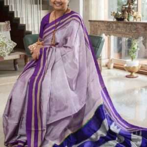 PURPLE WITH BLUE BORDER ILKAL SAREE