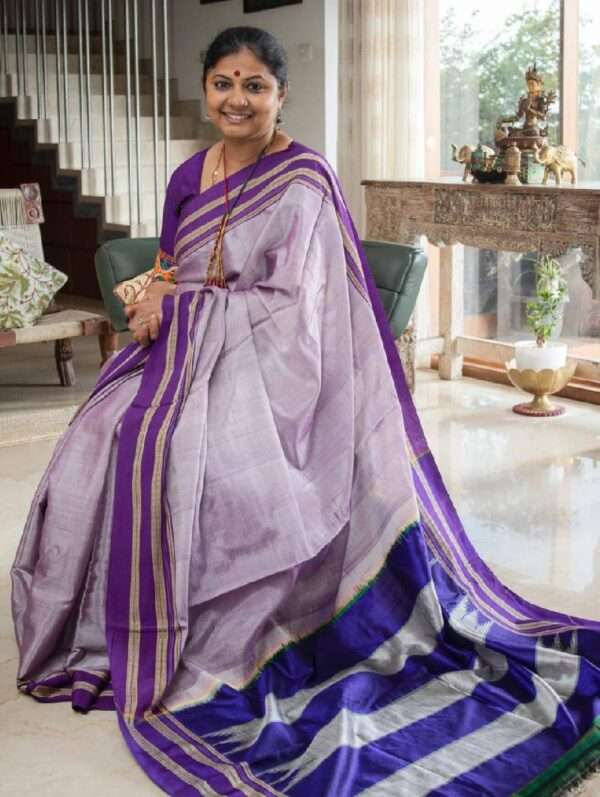 PURPLE WITH BLUE BORDER ILKAL SAREE